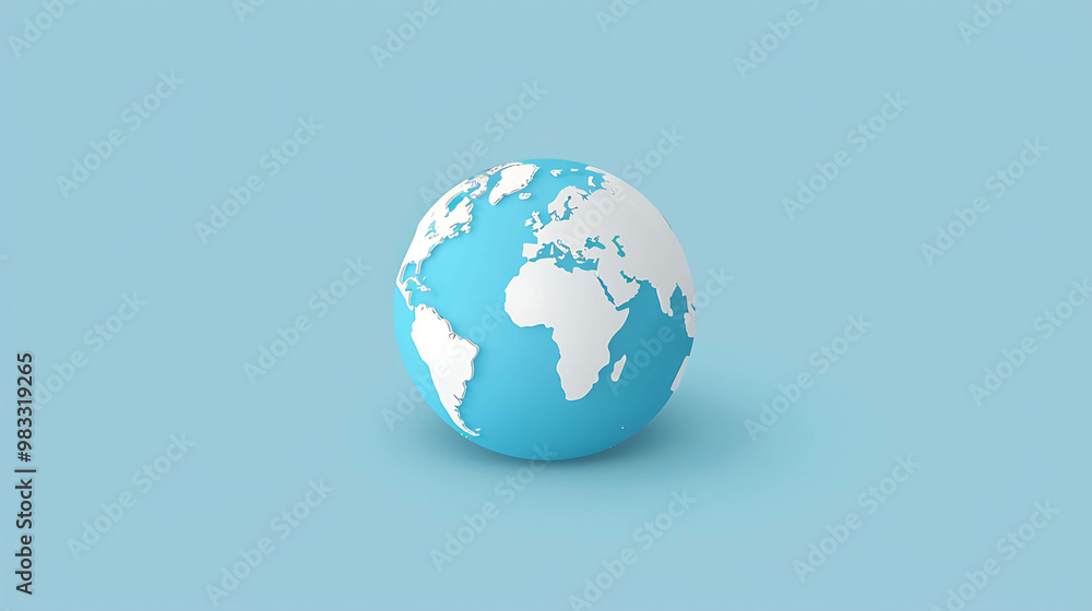 A simple blue globe on a blue background, with the continents in white. A simple blue globe on a blue background, with the continents in white.