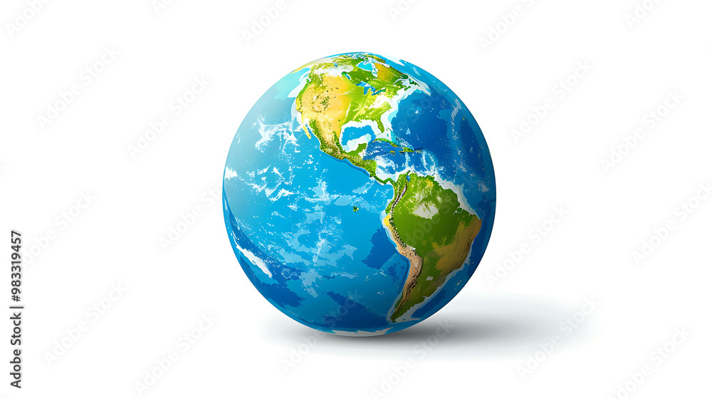 Realistic 3D rendering of the Earth, focused on the Americas. Realistic 3D rendering of the Earth, focused on the Americas.