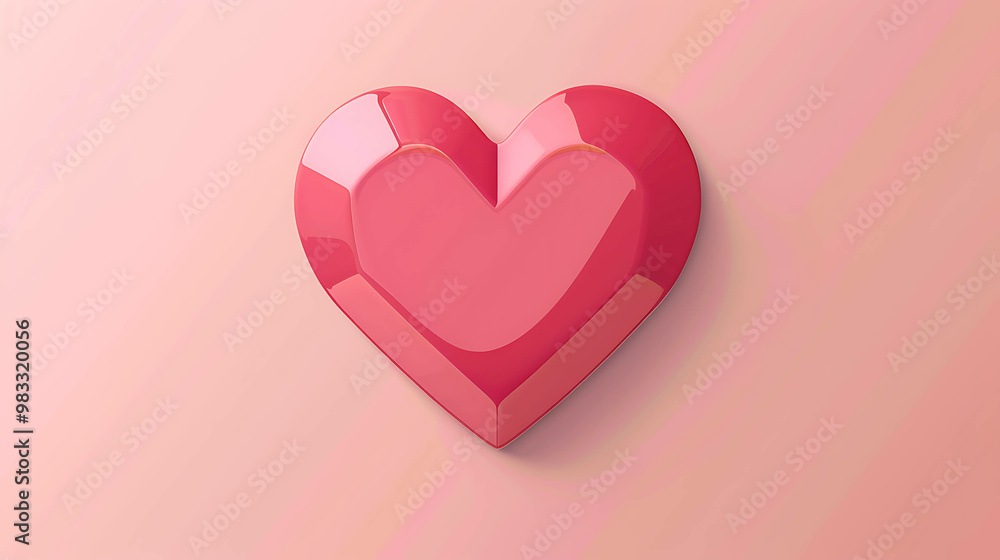 Pink heart with a 3D effect.
