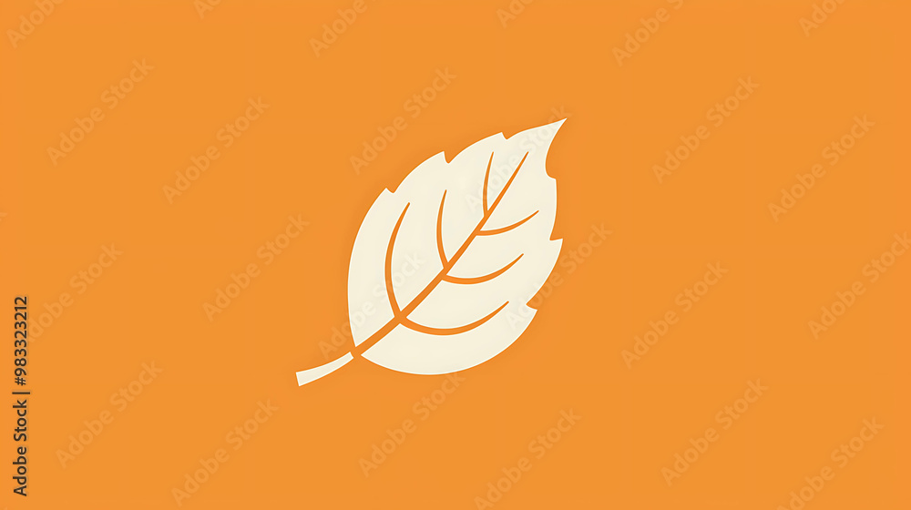 White leaf icon on orange background. White leaf icon on orange background.