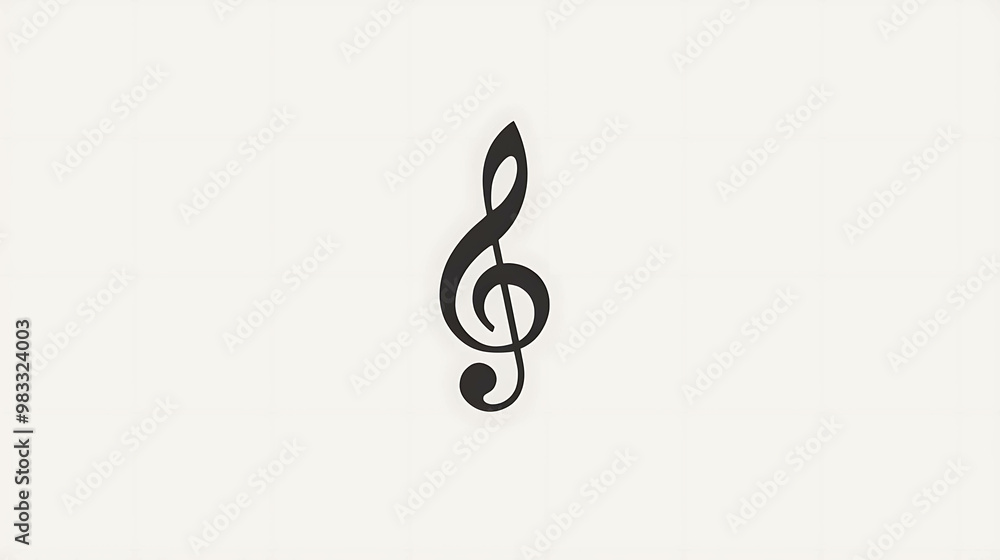 Fototapeta premium A simple treble clef on a white background.