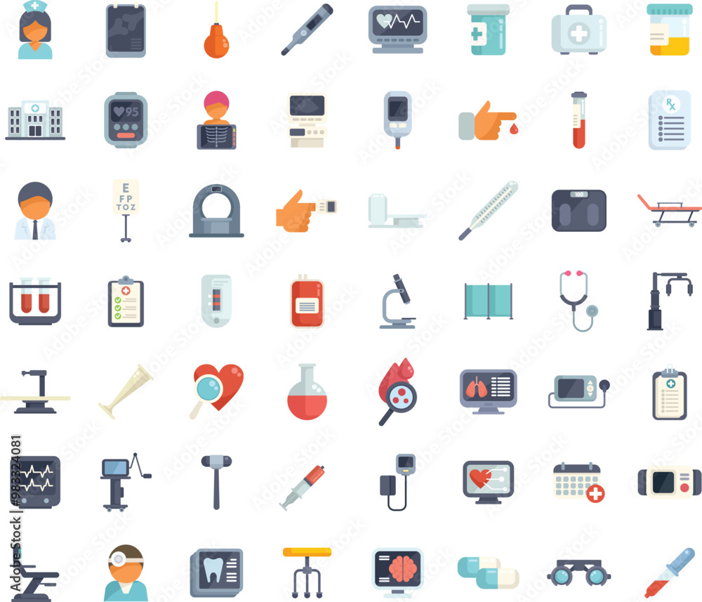 Large set of medical icons showing healthcare and hospital treatment Large set of medical icons showing healthcare and hospital treatment