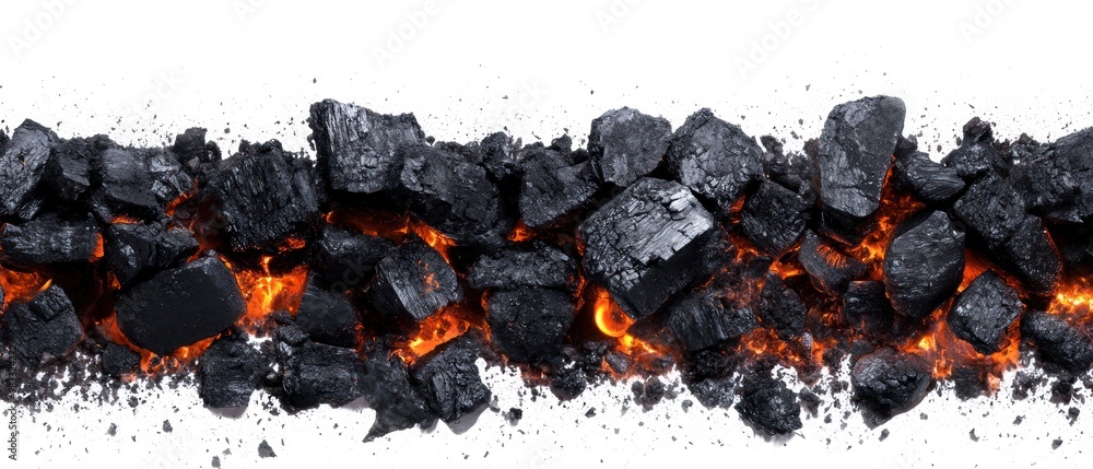 Burning Charcoal Isolated on White Background Burning Charcoal Isolated on White Background