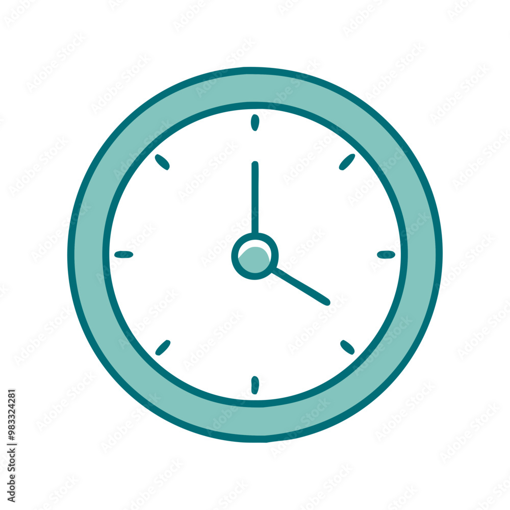 Clock icon with blue and teal tones, minimalist time concept Clock icon with blue and teal tones, minimalist time concept
