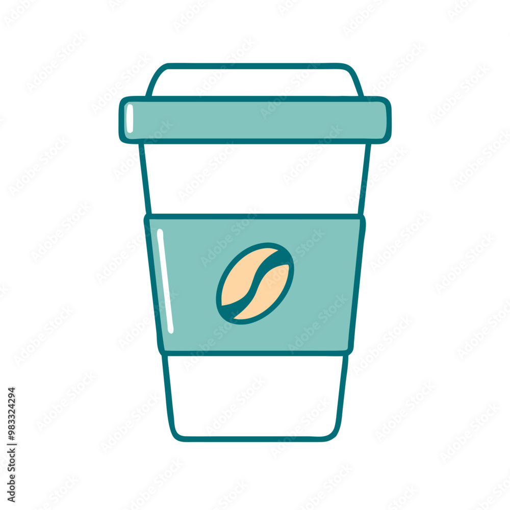 Coffee cup icon with blue and yellow design, takeaway drink symbol Coffee cup icon with blue and yellow design, takeaway drink symbol