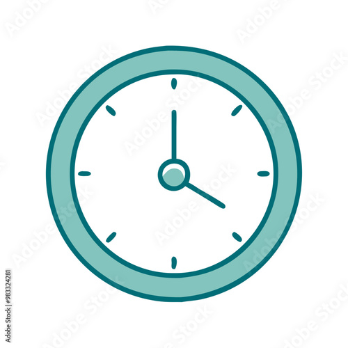 Clock icon with blue and teal tones, minimalist time concept