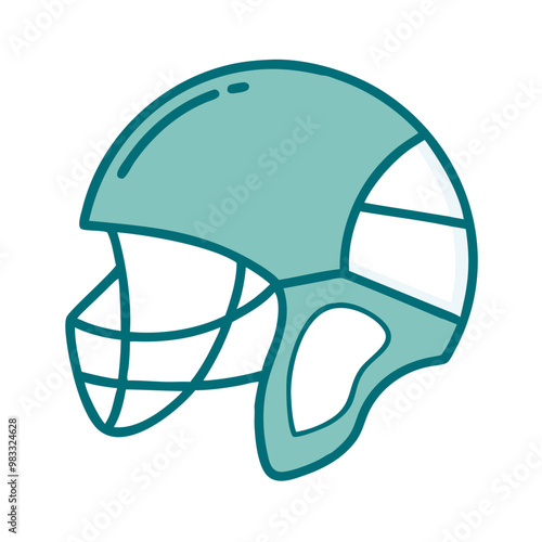 Football helmet icon with faceguard, blue design, sports and safety symbol