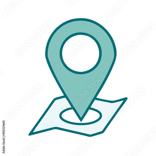 Map pin icon with minimalist blue design, location and navigation symbol