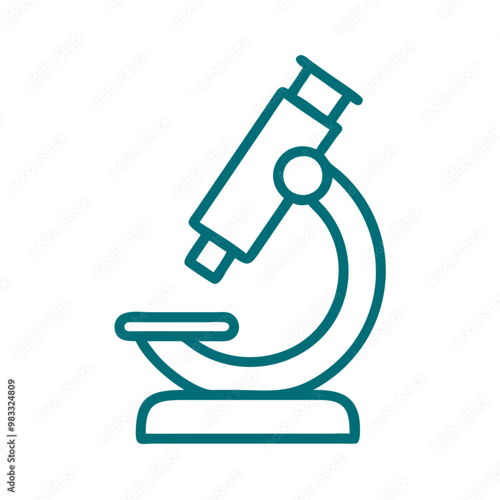 Microscope icon with outline design, scientific research symbol Microscope icon with outline design, scientific research symbol