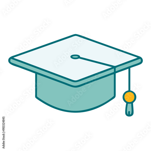 Graduation cap icon with minimalist blue design, education and academic symbol