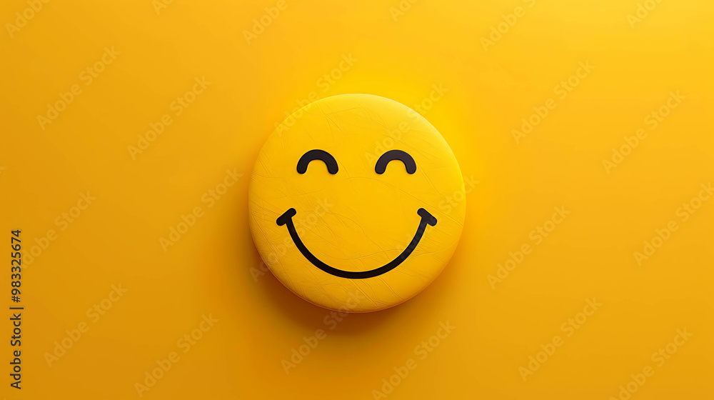 Fototapeta premium Yellow smiley face on a yellow background.