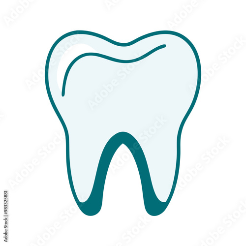 Tooth icon, flat design, light blue, dental health symbol