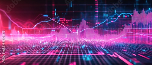 Abstract Digital Data Visualization with Financial Graph background.