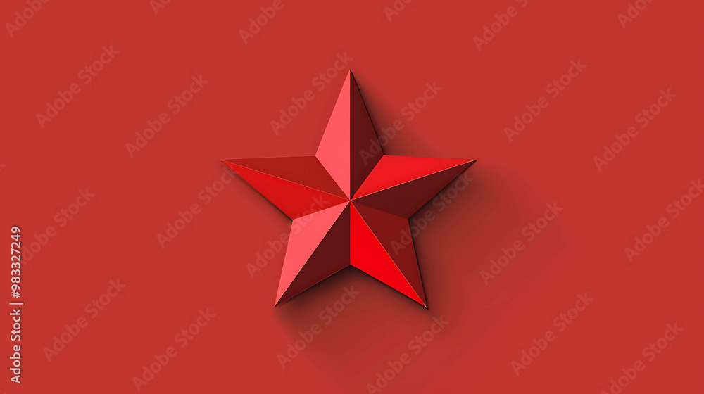 A single red star on a red background. A single red star on a red background.