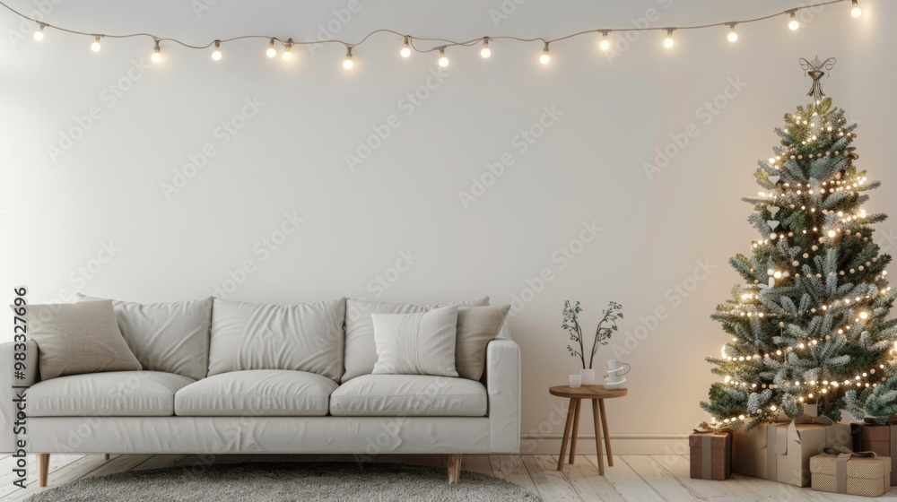 Obraz premium Christmas Living Room Background. Stylish Interior Design.