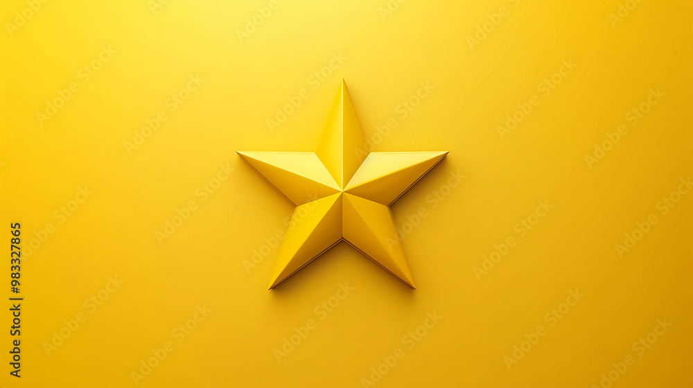 Fototapeta premium A single, golden star on a yellow background.