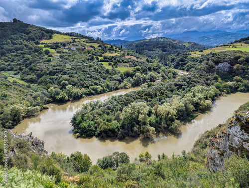 Meanders of the Nora river, Oviedo and Las Regueras municipalities, Asturias, Spain photo