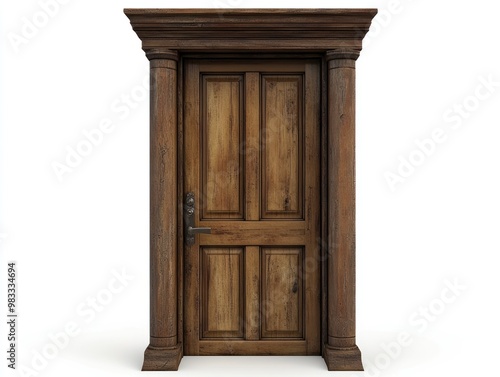 Classic Wooden Door with Pillars