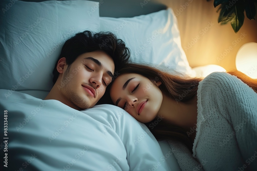 A Couple Asleep Together in Bed at Night A Couple Asleep Together in Bed at Night