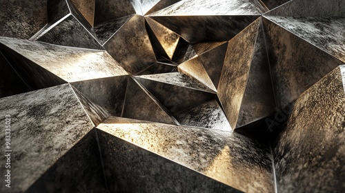 Abstract geometric background with sharp angles and metallic surfaces. photo