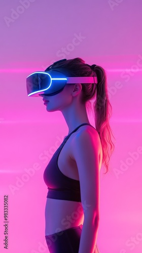 Woman Fitness Wearing VR Headset