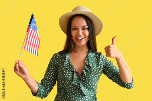 Young woman with USA flag s...