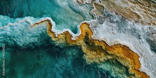 Vibrant Ocean Scene with Coral Reefs and Underwater Mountains photo