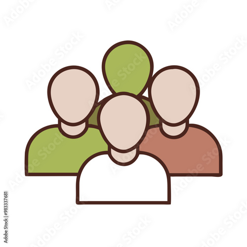 Group of people icon in earthy tones, team and community concept