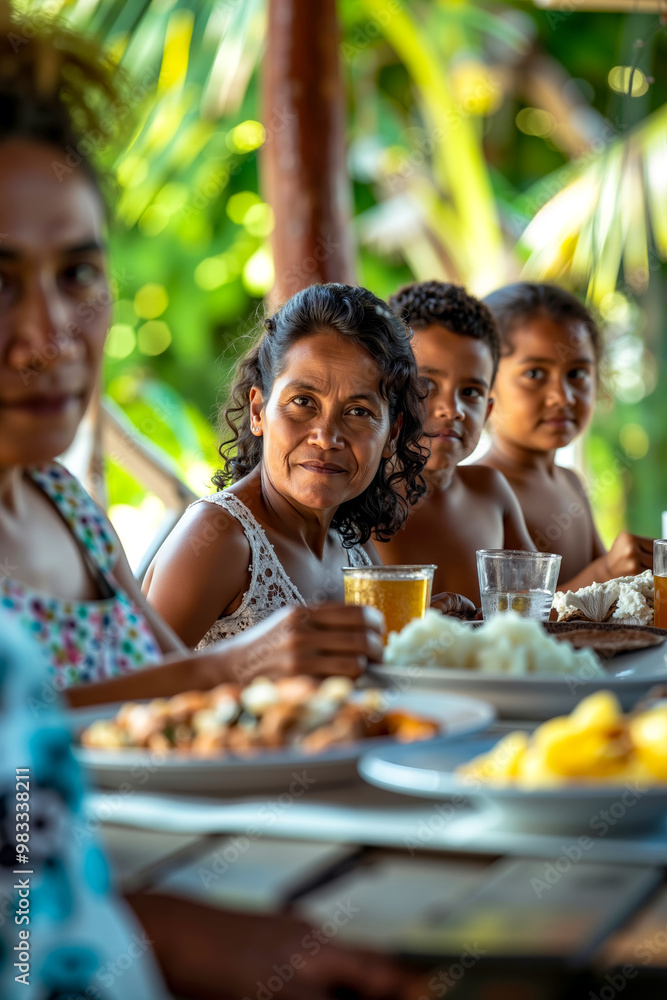A group of people sitting around a table with plates of food A group of people sitting around a table with plates of food