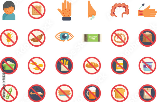 This image depicts the symptoms of celiac disease, as well as products that contain gluten and should be avoided