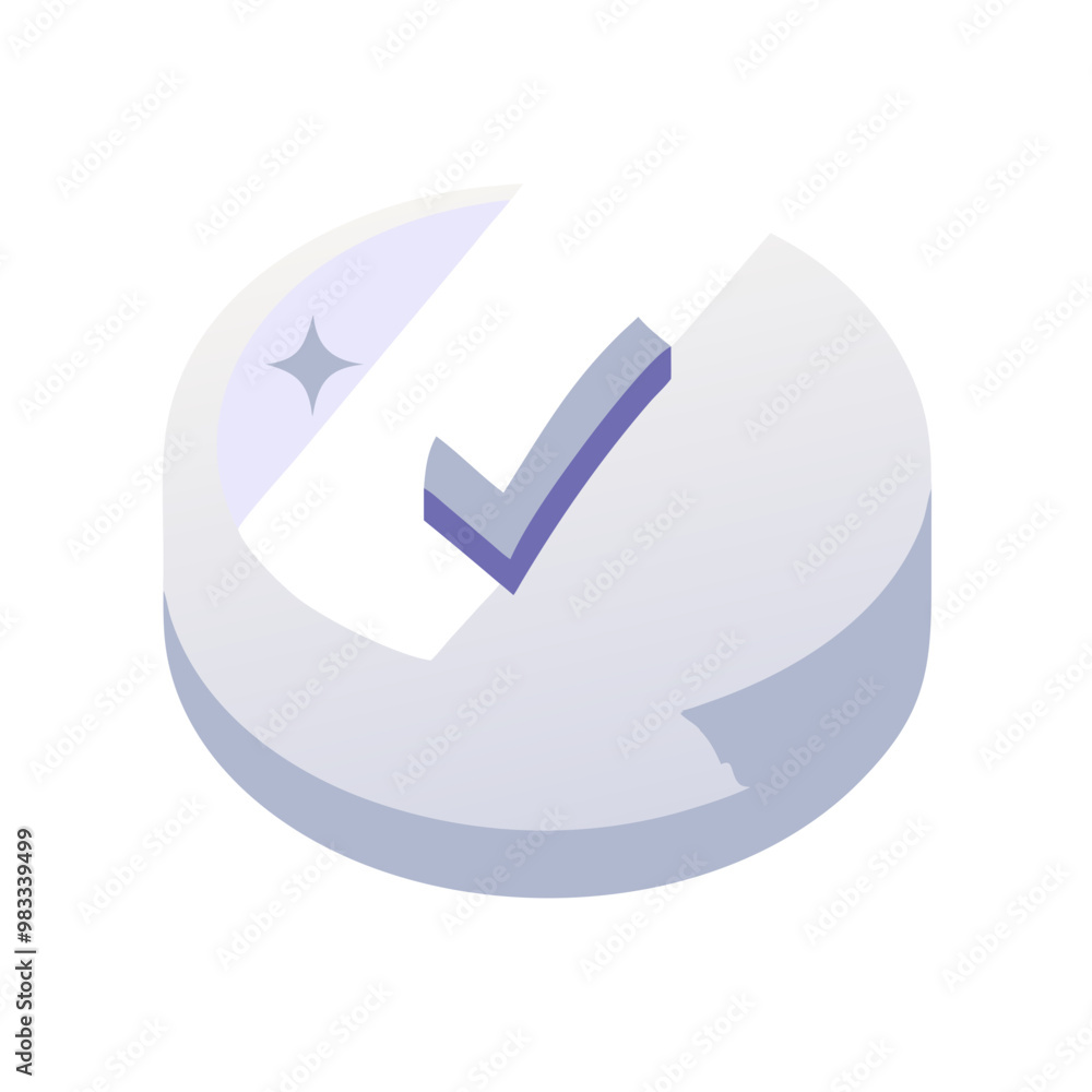 Isometric checkmark icon in pastel tones, confirmation and success concept Isometric checkmark icon in pastel tones, confirmation and success concept