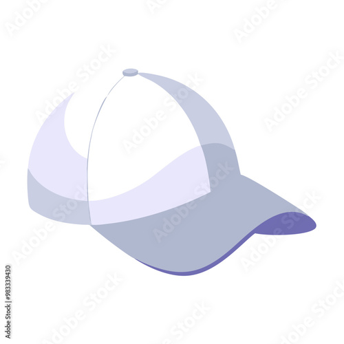 Isometric baseball cap in soft tones, sports and casual fashion concept