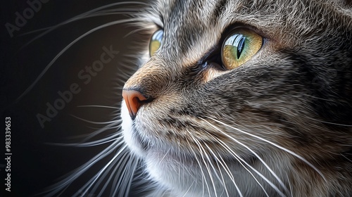 Portrait of a beautiful gray striped cat close up. photo