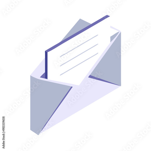 Free Download Isometric open envelope icon with a letter, clean design for mail or communication concepts - GFXLoad