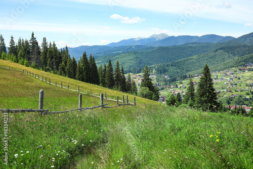 Mountain landscape with woo...