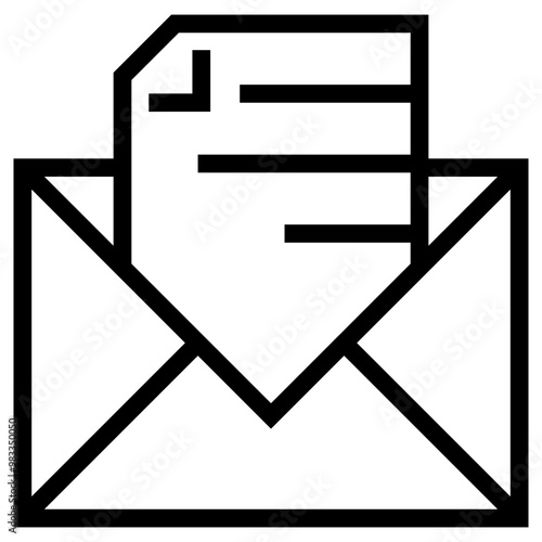 Open Envelope with Letter Line Icon
