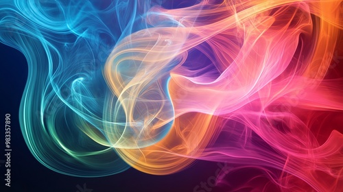 Abstract colorful glowing smoke design.