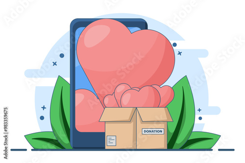 Donation concept, online donation, financial support and fundraising, Non-profit organization, Support and help, Volunteering, Social support, Non-profit organization. flat vector illustration.