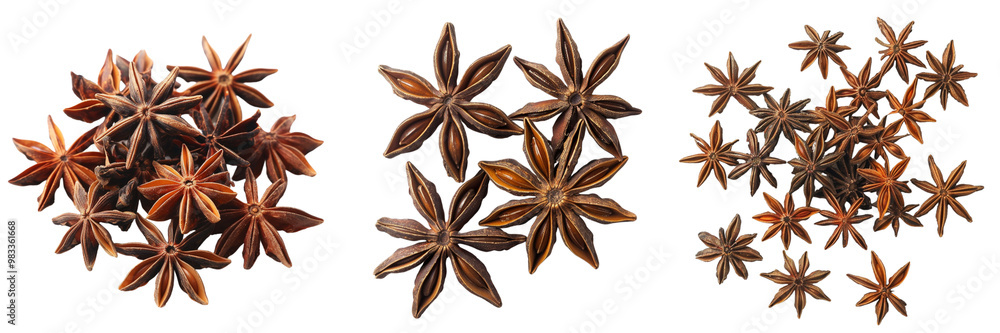 Set of star anise isolated on transparent background Set of star anise isolated on transparent background
