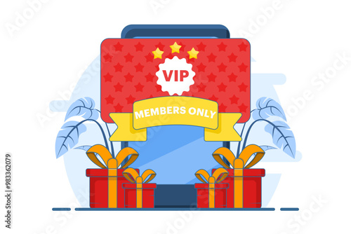 Loyalty program marketing strategy concept, loyalty card, discounts and bonuses, get reward points, cashback income. Loyalty program and customer rewards. Flat vector illustration.