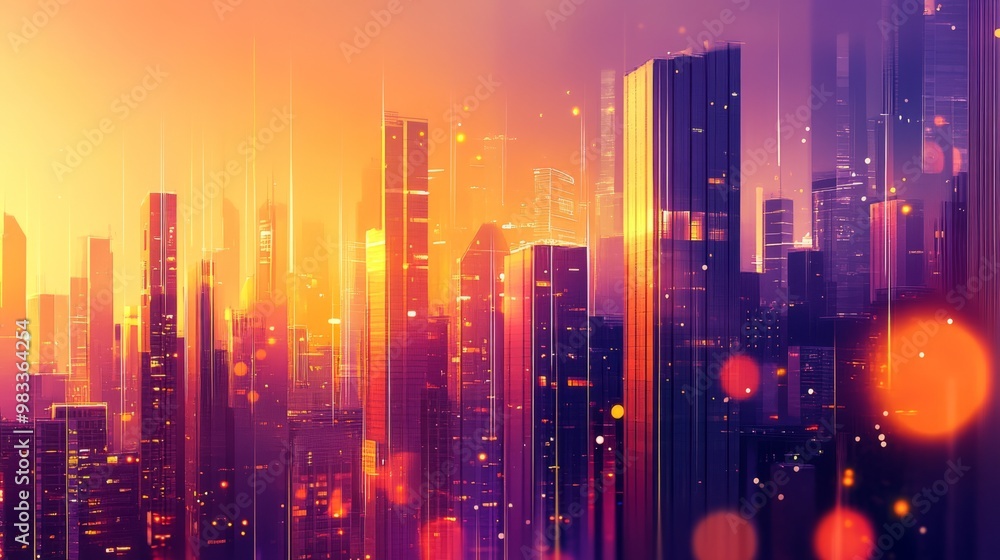 Vibrant Sunset Over a Modern City Skyline Vibrant Sunset Over a Modern City Skyline