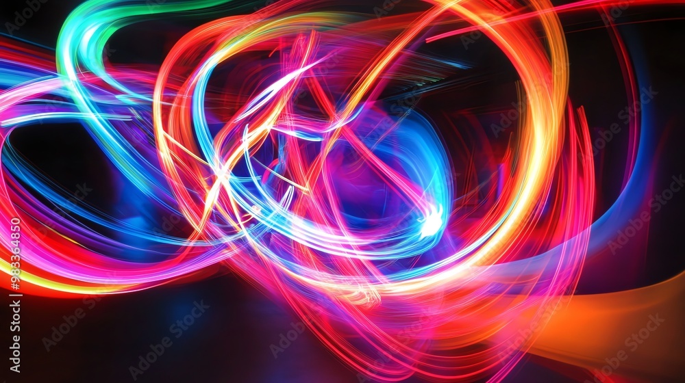 Colorful abstract light painting on a dark background. Colorful abstract light painting on a dark background.