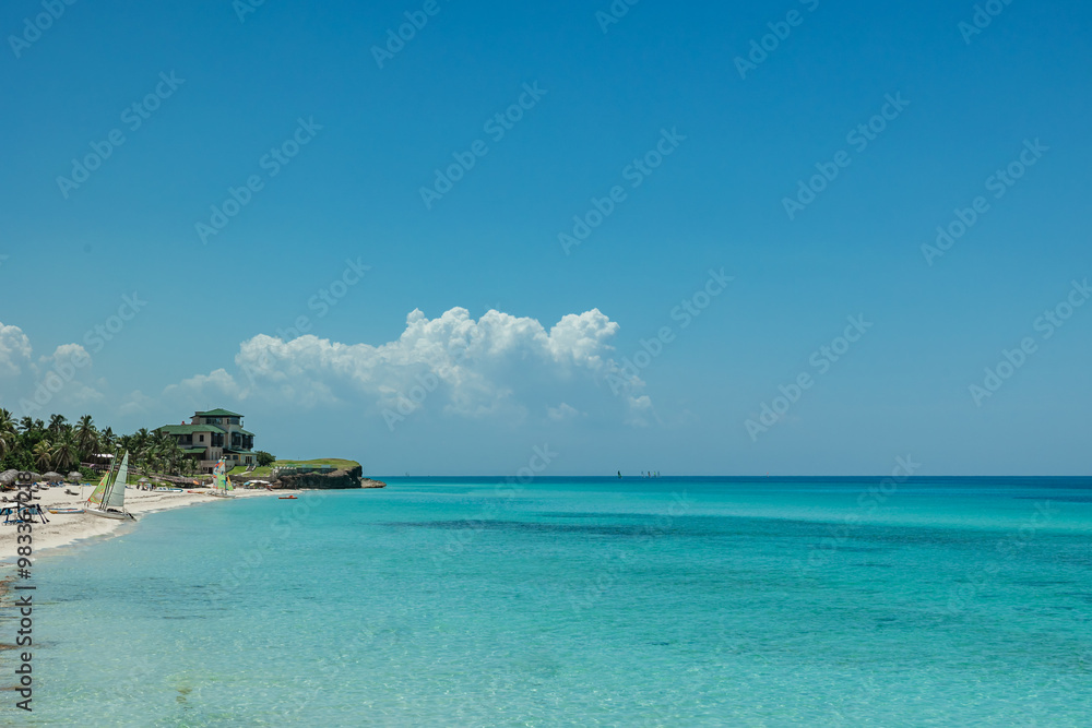 Wide Sandy Beach and Turquoise Waters in Varadero, Cuba Wide Sandy Beach and Turquoise Waters in Varadero, Cuba