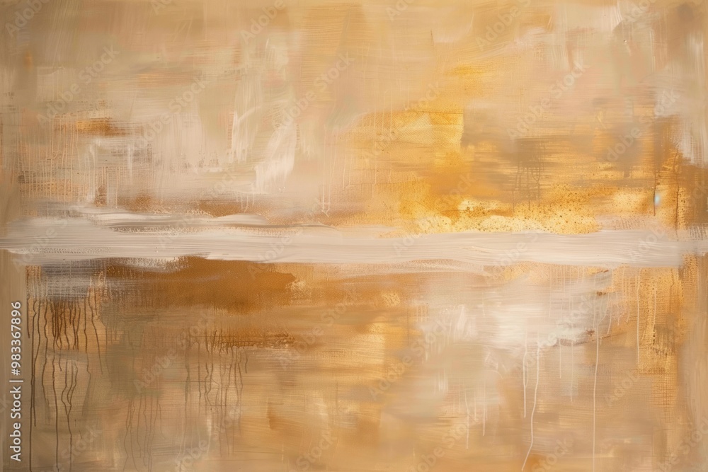 Fototapeta premium Abstract textured landscape in earth tones with vibrant yellow highlights, suitable for modern and contemporary decor