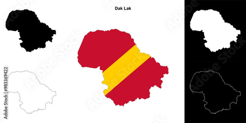 Dak Lak blank outline map set