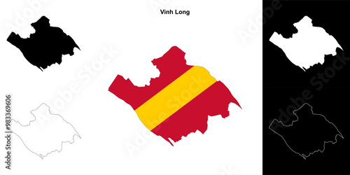 Vinh Long blank outline map set
