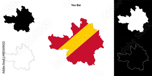 Yen Bai blank outline map set