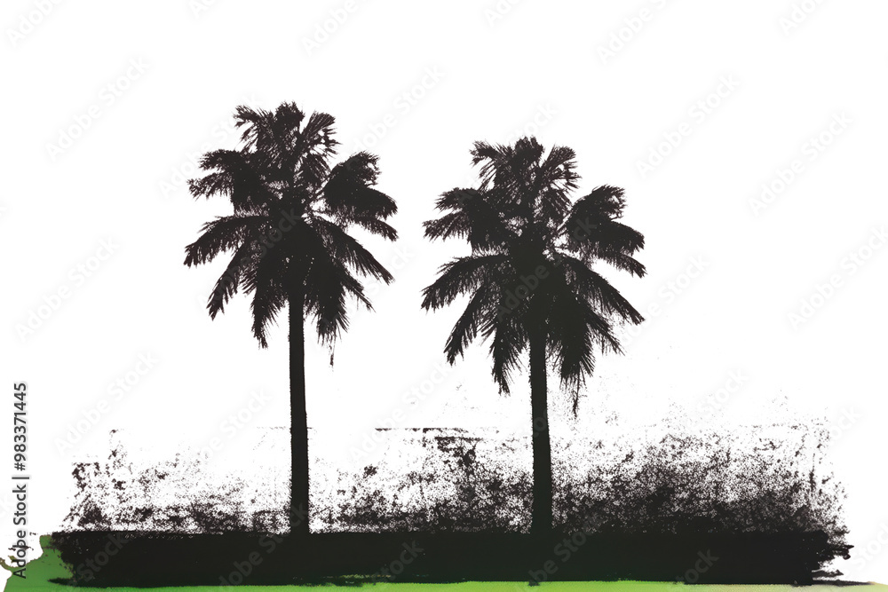 Naklejka premium PNG Palm tree outdoors painting nature.