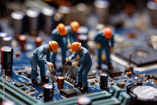 Wallpaper Mural A group of men are working on a computer chip generative ai Torontodigital.ca