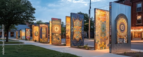 A series of artistic gateways to a citya??s cultural district, each constructed from beautifully patterned aluminum siding, welcoming visitors and celebrating local art and history photo